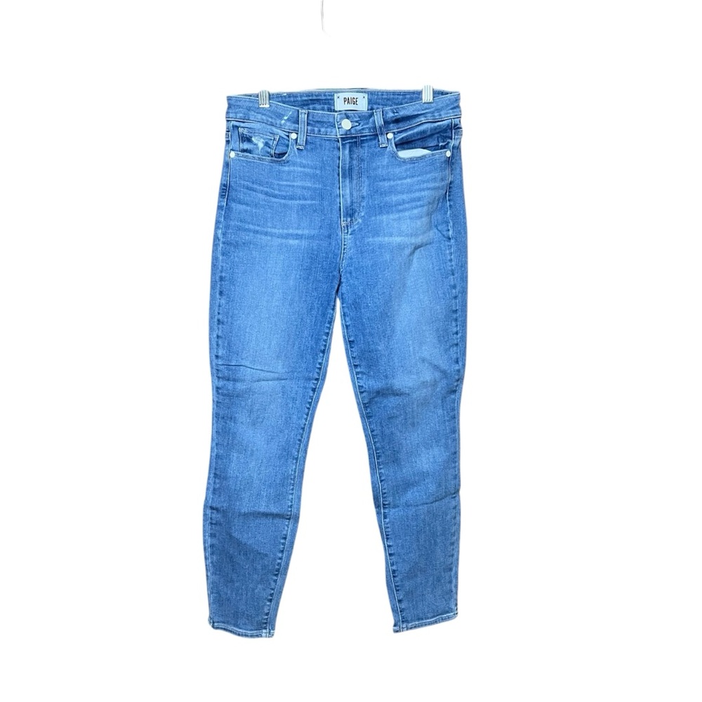 PAIGE Women's Hoxton Crop Jeans 29 Cavana Medium Blue Skinny High Rise Slim